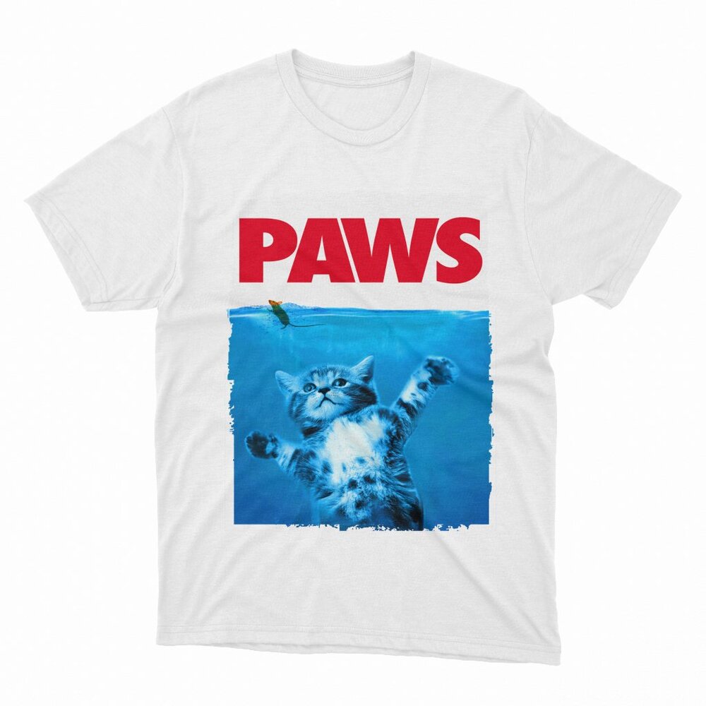 Paws Cat and Mouse Top, Cute Funny Cat Lover Parody Top White T-Shirt